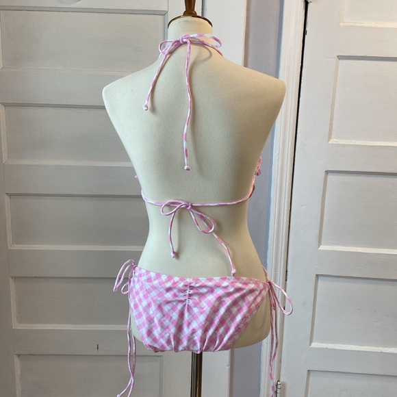 NWT Jessica Simpson Pink and White Gingham Print Monokini, Size XL - Picture 5 of 17